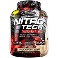 MuscleTech Nitro Tech Ripped Ultra Clean Whey Protein Isolate Powder + Weight Loss Formula, Low Sugar, Low Carb, French Vanilla Swirl, 4 Pounds