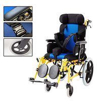 GHzzY Lightweight Folding Children's Wheelchair - Multi-Functional Fully Lying Flat Reclining Transport Wheelchair for Cerebral Palsy Child