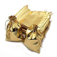 Wuligirl 100pcs Drawstring Pouches Bags 5 x 7 Inch Jewelry Watches Earrings Bracelets Lipstick Baby Shower Party Wedding Favor Cookies Candy Bags(Gold 5x7'')