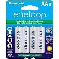 Panasonic BK-3MCCA8BA eneloop AA 2100 Cycle Ni-MH Pre-Charged Rechargeable Batteries, 8 Pack