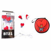 Hosston BTS Headphones and Earphone Case Set, Kpop BTS Bangtan Boys Cute Cartoon Earphone Earbuds Music Headphones with Kawaii Durable Headset Case Best Gift for A.R.M.Y(TATA)