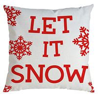 Indexshop Happy Christmas red snowflake Throw Pillow Cover, Cotton Linen Throw Pillow Cover 18x18 Inch, Home Decor Xmas Decorative Pillowcase Cushion Case Sofa (A)