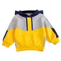 ❤Ywoow❤ Toddler Baby Kids Boys Color Stitching Hooded Pullover T-Shirt Tops Clothes (6-12 Months, Yellow)