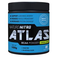 Naturo Nitro Atlas, BCAA Instantized Powder, Best Branched Chain Amino Acids, 28 Servings, 5.5g Per Serving, Lemon Lime Flavor