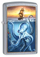 Zippo Lighter: Mazzi Octopus and Ship - Street Chrome 78888