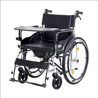 HSRG All-in-One Shower Commode Transport Wheelchair with Opening Padded Commode Seat and with Wheelchair Lap Tray Table