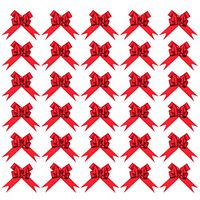 STOBOK 30Pcs Gift Pull Bows Glitter Christmas Ribbon Bows for Christmas Wedding Gift Wrapping 13cm (Red)