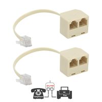 Two Way Telephone Splitters,Uvital Male to 2 Female Converter Cable RJ11 6P4C Telephone Wall Adaptor and Separator for Landline(Yellow,2 Pack)