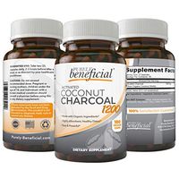 Organic Activated Coconut Charcoal 1200mg, 180 Capsules Pills for Digestive System, Bloating, Prevent Hangovers, Detoxification, Teeth Whitening
