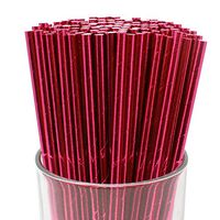 Just Artifacts 100pcs Premium Biodegradable Solid Paper Straws (Solid, Metallic Fuchsia)