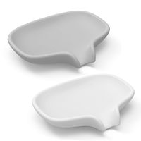 SUBEKYU Silicone Soap Dish with Drain, Bar Soap Holder for Shower/Bathroom, Self Draining Waterfall Soap Tray to Keep Soap Dry Clean, 2 Pcs (Gray + White)