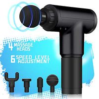 Professional Muscle Massage Gun, Handheld Deep Tissue Massager, Wireless Percussion Muscle Device Relieve Muscle Soreness and Stiffness, Rechargeable Quiet Gun Massage Including 4 Heads(Black)