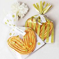 Gold Polka Dot Cookie Bags and Striped Plastic Candy Bags Cellophane Bags for Wedding Baby Shower Kid’s Birthday Party - 6 x 10inch, 100 Pcs