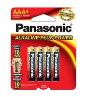 Panasonic AM-4PA/4B Alkalineplus AAA Batteries, 4-Pack (Black)