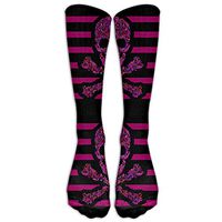 DNUPUP's Color Skull Crossbones Pink Stripes Body Building Premium Calf High Athletic Socks Sports Outdoor