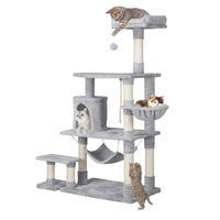 Yaheetech 62in Extra Large Cat Tree Condo with Sisal-Covered Scratching Post Plush Perch Hammock, Cat Tower Activity Center Kitten Furniture Play House