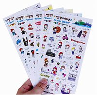12 Sheets Lovely Diary Scrapbook Album Decorative Stickers, Random Style #01