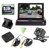 Wireless Vehicle Backup Camera and Monitor Kit,4.3 inch Color Car LCD Folding Foldable Monitor with 4LED Night Version HD CCD Reversing Rear View Camera