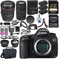 Canon EOS 5DS 5D S DSLR Camera + Canon EF 24-105mm f/4L is USM Lens 0344B002 + Canon EF 75-300mm III Lens + LPE-6 Lithium Ion Battery + Sony 128GB SDXC Card + Canon W-E1 Wi-Fi Adapter Bundle