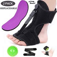 Plantar Fasciitis Night Splint Foot Drop Orthotic Brace, Adjustable Night Splints for Plantar Fasciitis, Arch Foot Pain, Achilles Tendonitis Support with Hard Spiky Massage Ball & 2 Pairs Arch Support