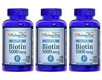 Puritan's Pride Biotin 5000 mcg-120 Capsules - 3 Pack