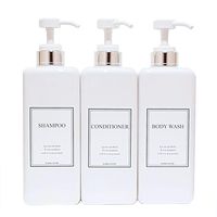 HARRA HOME Modern Gold Design Pump Bottle Set 27 oz Refillable Shampoo and Conditioner Dispenser Empty Shower Plastic Bottles with Pump for Bathroom Lotion Body wash, Pack of 3 (White & Silver)