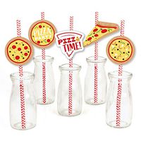 Pizza Party Time - Paper Straw Decor - Baby Shower or Birthday Party Striped Decorative Straws - Set of 24