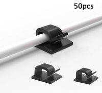 Feilifan 50pcs Cable Clips, Durable Strong Adhesive Cable Organizer Cord Holder Wire Management for Car, Office and Home (Black)