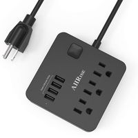 AHRISE Extension Cord, Power Strip with 3 AC Outlets and 4 USB Ports(5V/4.8A) for Cruise Ship Multi Plug Extender, 5 Foot - Black