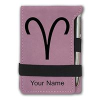 Mini Notepad, Zodiac Sign Aries, Personalized Engraving Included (Pink)