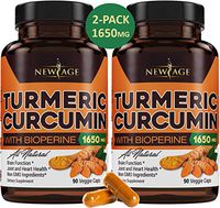 (2-Pack) Turmeric Curcumin with Bioperine 1650mg by New Age. Premium Joint & Healthy Inflammatory Support with 95% Standardized Curcuminoids. Non-GMO, Gluten Free Capsules with Black Pepper