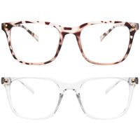 Livho 2 Pack Blue Light Blocking Computer Glasses for Women Men,TR90 Light Weight Frame Anti Eyestrain UV Lens LI5025Leopard+Transparent)