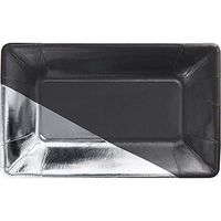 Elise 329887 Foil Rectangular Appetizer Paper Plates, Charcoal