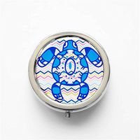 RhyNSky Blue Sea Turtle Cute Animal Mini Portable Pocket Purse Pill Box Case Pillbox, 3 Compartments, Silvery, 131