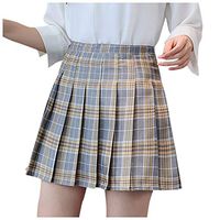Coupondeal Women's Fashion High Waist Pleated Mini Skirt Slim Waist Casual Tennis Skirt (Gray,XS)
