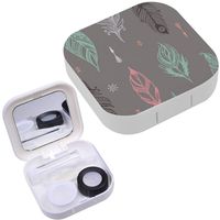 Portable Contact Lens Case Box Travel Kit Mirror + Bottle + Tweezers Container Holder [ Boho Doodle ]