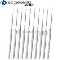OdontoMed2011® 10 PCS Buck Ear Curette #2 Blunt Straight 6.5" Veterinary ENT Stainless Steel ODM