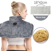 JJDD'G Heat Pad Neck, Shoulder & Upper Back Washable Electric Heating Pad, Moxa/sea Salt Hot Compress, 90min Auto Safety Timer Shut Off, Overheat Protection, for Pain Relief,Moxa