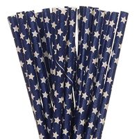 Biodegradable Paper Straws Dark Blue With White Star (50)