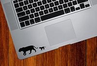 Yadda-Yadda Design Co. Lion Mom and Baby - Trackpad/Keyboard - Vinyl Decal Sticker - Copyright (4" w x 1.25" h) (Black)