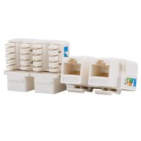 AMPCOM 10-Pack CAT6 RJ45 Keystone Jack Punch Down Ethernet Module Connector White