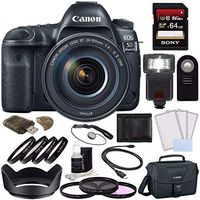 Canon EOS 5D Mark IV DSLR Camera with 24-105mm f/4L II Lens + Sony 64GB High Speed UHS-I SDXC U3 Memory Card (Class 10) + 77mm 3 Piece Filter Set + 77mm +1 +2 +4 +10 Macro Set + 77mm Lens Hood Bundle