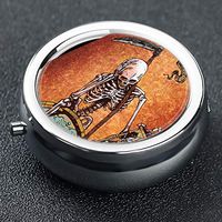 Pill Organizer with 3 Compartment Stainless Steel Medicine Case for Travel Business Trip Memento Mori