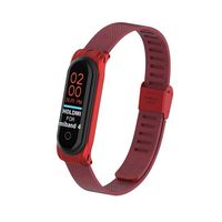 T-BLUER Xiaomi Mi Band 4/Mi Band 3 Band,Replacement Bracelet Metal Stainless Steel Strap Wristband Accessories for Xiaomi MiBand 4/MiBand 3,Red
