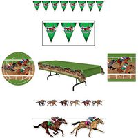 Horse Racing Derby Party Supplies, Beistle Tableware for 16: Plates, Napkins, Table Cover, Banner, Streamer Decorations, Wildflower Party Planner
