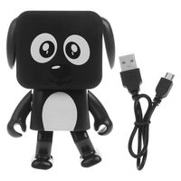 Vegan 1pc Mini Bluetooth Portable Smart Dancing Robot Music Dog Speaker, Wireless Robot Gift for Kids Black White Red Beige (Balck)