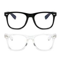 Unisex Blue Light Blocking Glasses Square/Half Frame Eyeglasses Frame Anti Blue Ray for Computer Game Eyewear (214brightblackwhite)