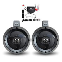 Waterproof Dual Wakeboard Tower Speakers - 100W RMS/200W Peak Power Output, 4" UTV/ATV/Hi-Qlty. Poly Injection Cones, 2 Ch. Marine Grade Weatherproof w/ Volume Gain Remote Control- Pyle PLUTVA102