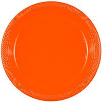 JAM PAPER Round Plastic Party Plates - Medium - 9 inch - Orange - 200/Box