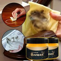 Natural Wood Seasoning Beeswax Furniture Care Beeswax Home Cleaning Cleaner and Protector Wax. Renew Wooden Furniture (2 wood wax + 1 spongia, Pale yellow)